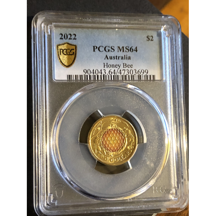 2022  PCGS MS64 Honey Bee Coloured $2