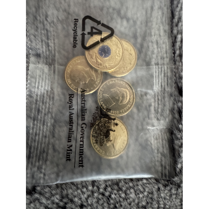 2024 RAM $2 Uncirculated Purple Poppy War Animals coloured coin bag of 5 coins 