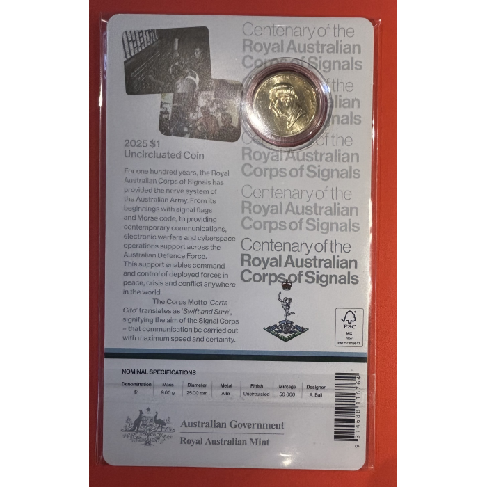 2025 $1 Centenary of the Royal Australian Corps of Signals