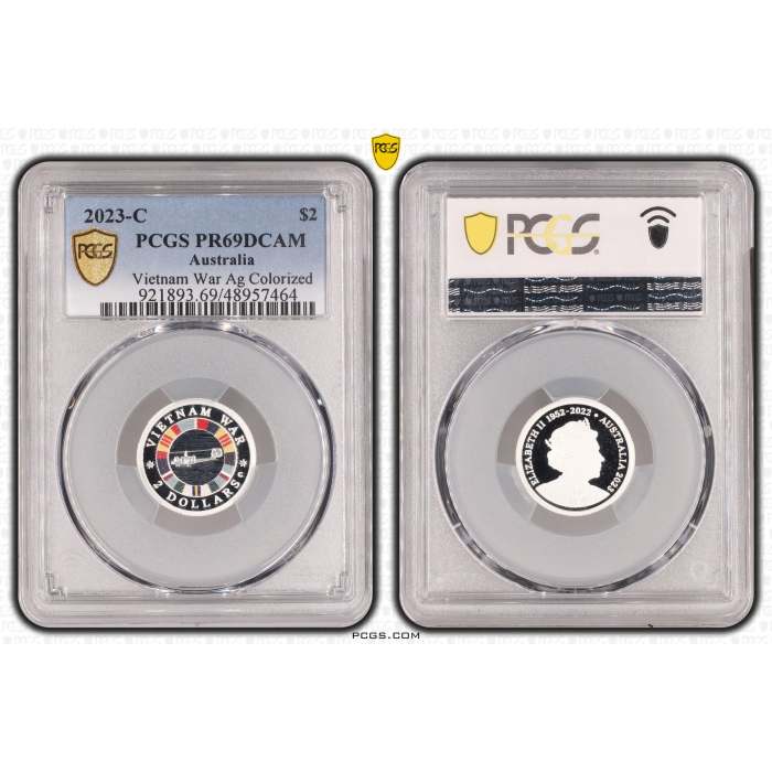 2023-C $2 VIETNAM WAR COLORIZED FINE SILVER PROOF PCGS PR69DCAM