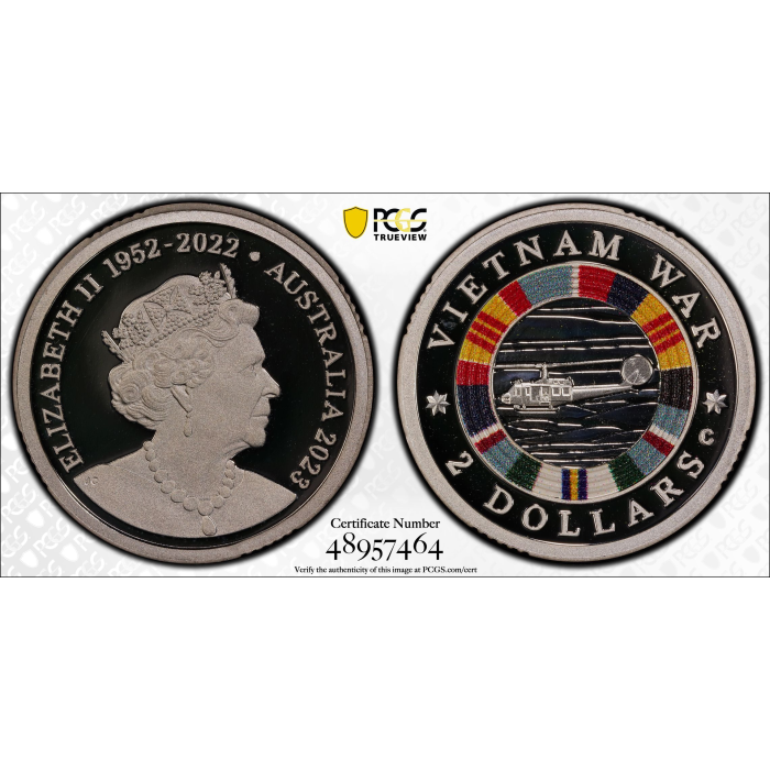 2023-C $2 VIETNAM WAR COLORIZED FINE SILVER PROOF PCGS PR69DCAM
