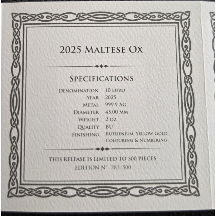 2025 Germania Mint MALTESE OX 2oz Silver Coin – BERLIN AWARD WINNER!