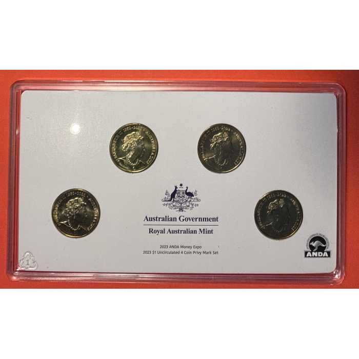 2023 ANDA Mony Expo $1 UNC 4 Coin Privy Mark Set