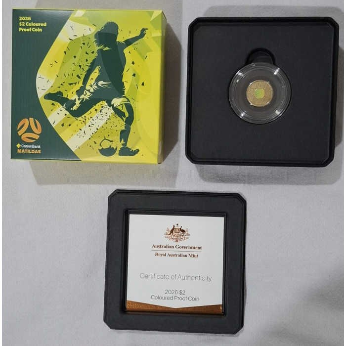 2026 $2 Commbank Matildas Coloured Proof Coin