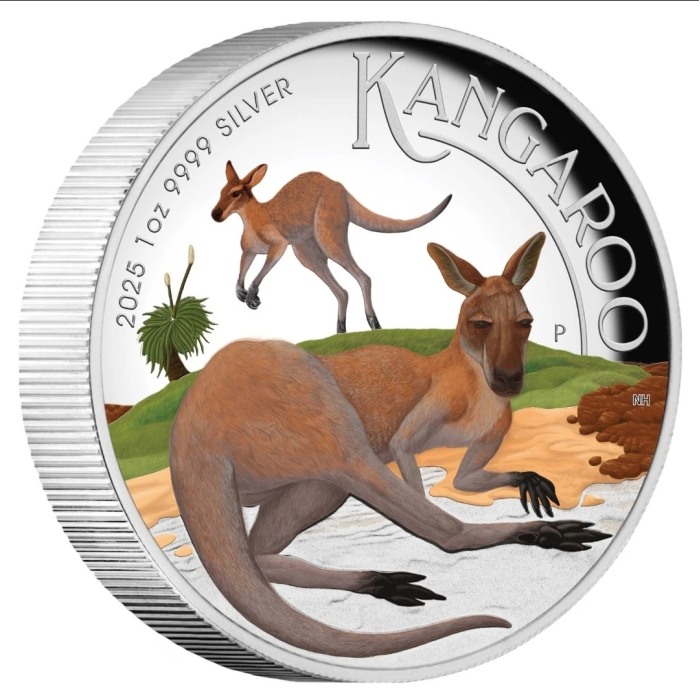 2025 Australian Kangaroo 1oz Silver Proof Coloured High Relief Coin