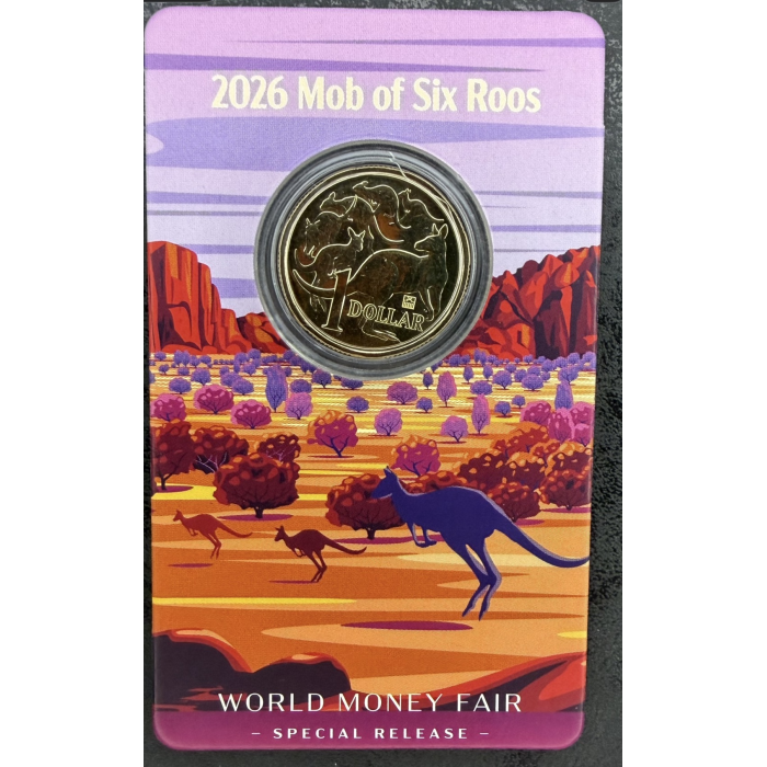 2026 $1 Mob Of Six Roos - World Money Fair Brandenburg Gate Privy Mark
