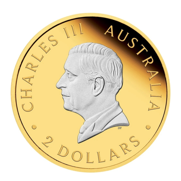 2025 Australian Kangaroo 2oz Silver Proof Reverse Gilded Coin