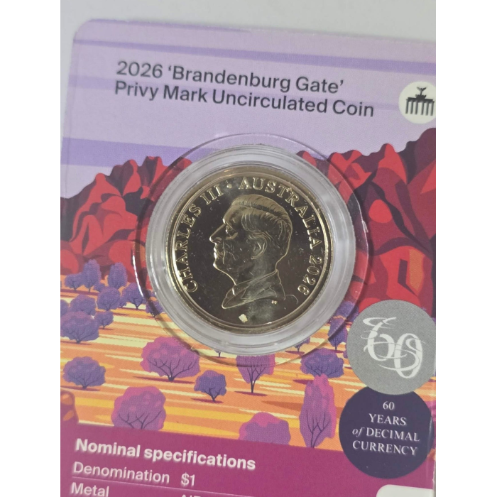 2026 $1 Mob of Roos - Brandenburg Gate Privy Mark UNC - In Hand