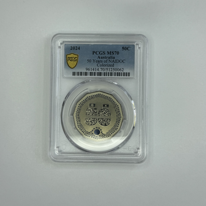2024 AUSTRALIA 50 YEARS OF NAIDOC COLORIZED 50C PCGS MS70