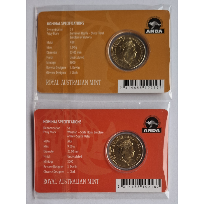 2019 $1 Mob Of Roos ANDA Money Expo carded coins