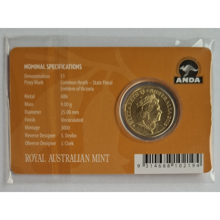 2019 $1 Mob Of Roos ANDA Money Expo carded coins