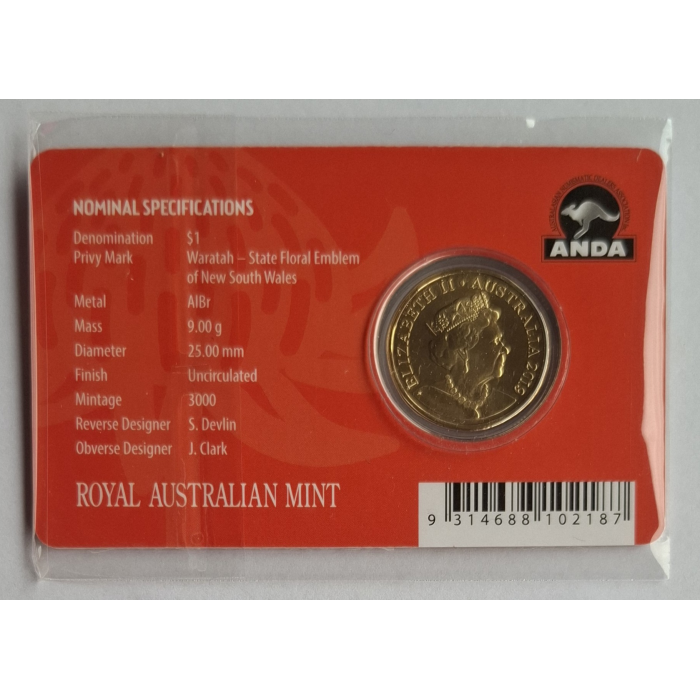 2019 $1 Mob Of Roos ANDA Money Expo carded coins