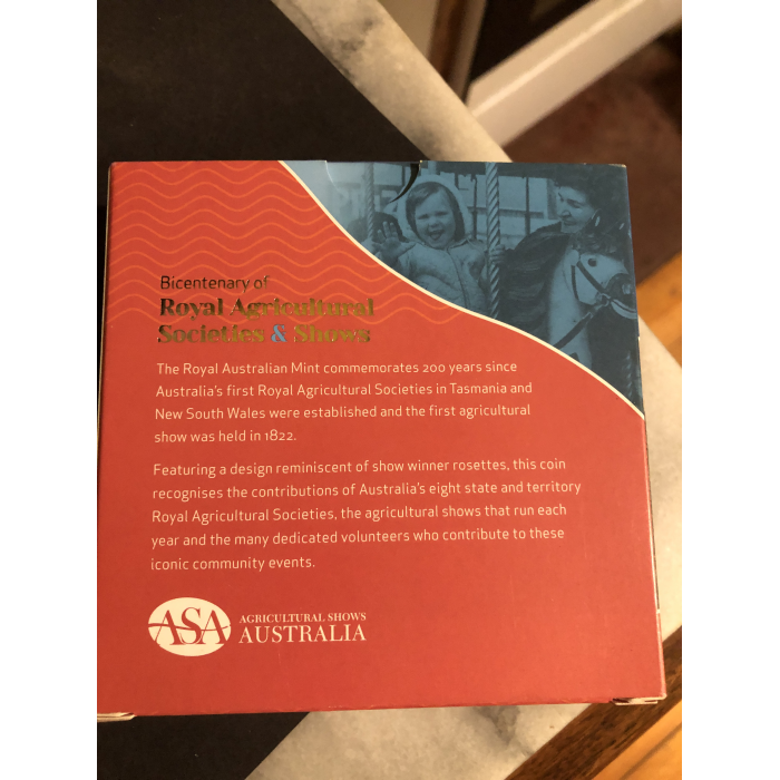 2022 $5  Fine Silver Proof 1 oz Royal Agricultural Society  and Shows