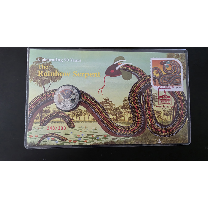 2025 Rainbow Serpent 40c PNC- Stamp Sheet: Brisbane Stamp & Coin Show Day 1 & 2