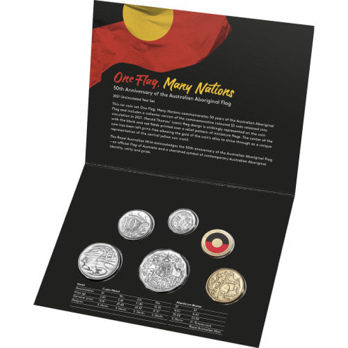 2021 50th Anniversary Aboriginal Flag 6x UNC Coin Set