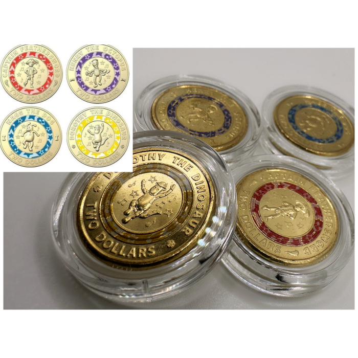 4x UNC Wiggles $2 Coins - In Lighthouse Capsules (Full Set)