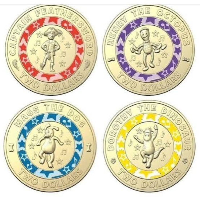 4x UNC Wiggles $2 Coins - In Lighthouse Capsules (Full Set)