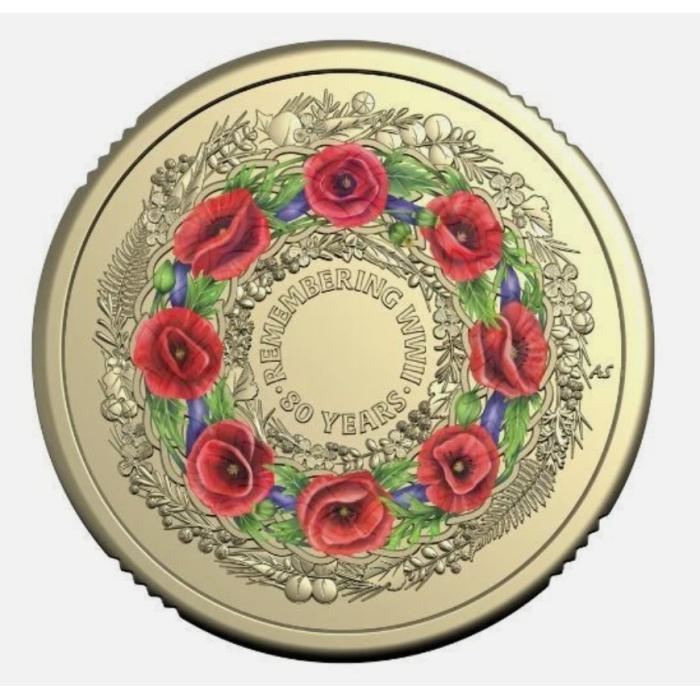 2025  $2  C MINT REMEMBRANCE 80th ANNIVERSARY WWII  "POPPY WREATH" CARDED COIN