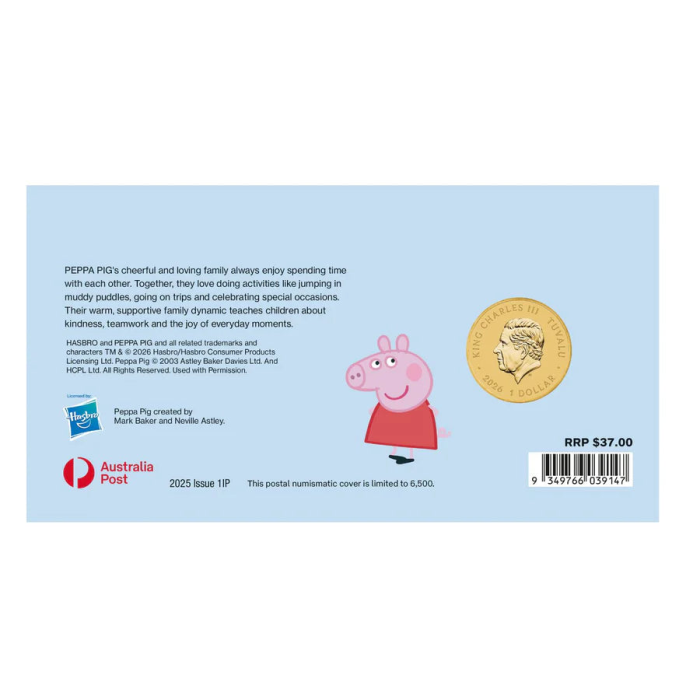 2026 Peppa Pig $1 Stamp & Coin Cover