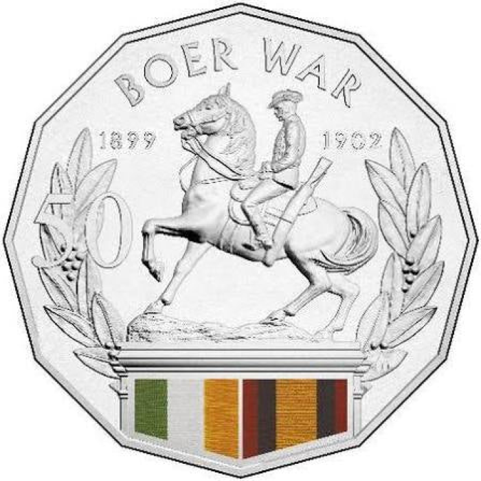 2014 Coloured 50c - Australia At War - BOER WAR 50 Cent Carded Coin