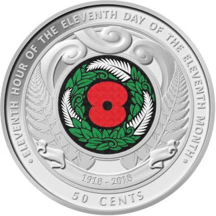 1x UNC 50c 2018 New Zealand Red Poppy - In Lighthouse Capsule - Mintage: 2M