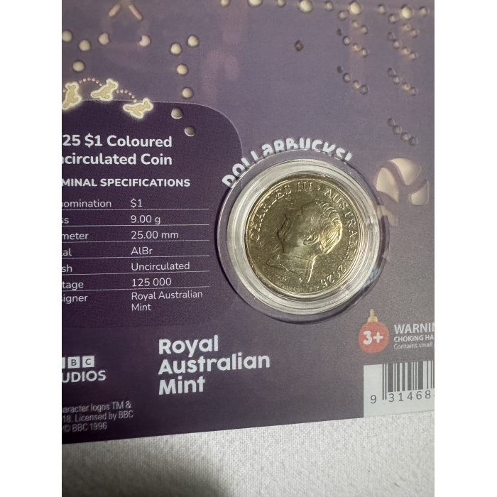2025 $1 Bluey Christmas uncirculated coloured coin 