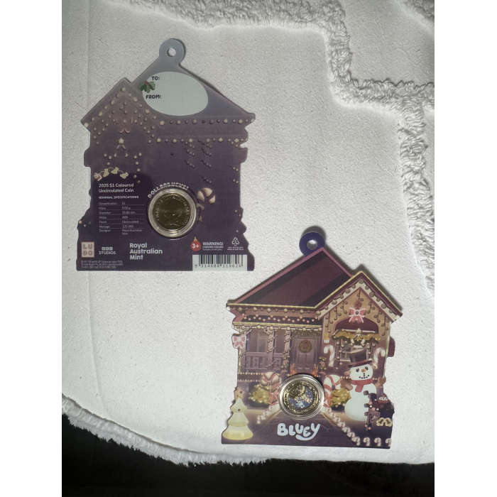 2025 $1 Bluey Christmas uncirculated coloured coin 