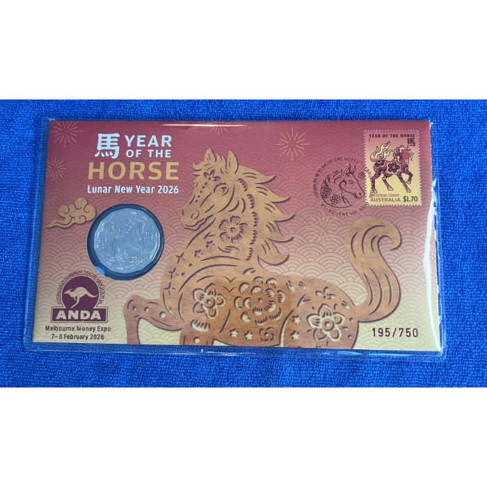 2026 ANDA Melbourne Year of Horse 50c PNC #195 of only 750 released.