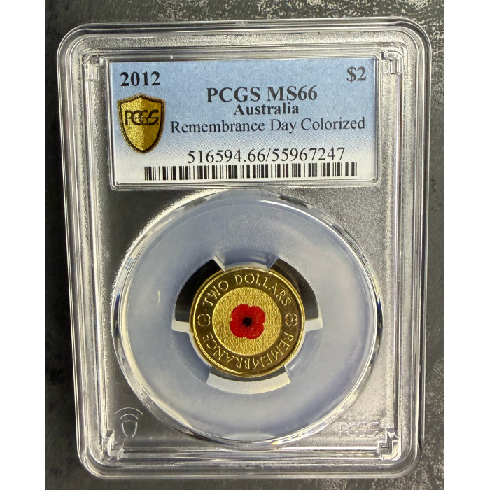 2012 $2 Remembrance Day Red Poppy Coin PCGS MS66