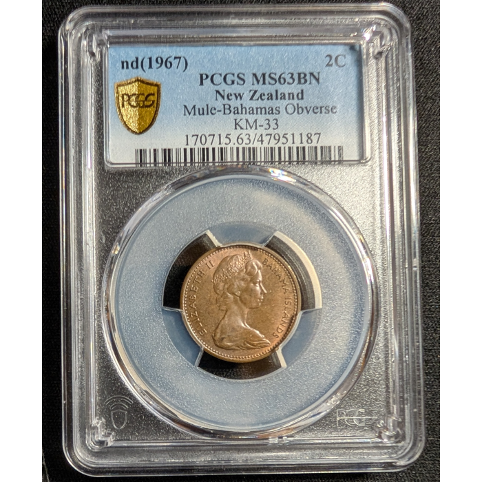 (1967) 2c MULE NEW ZEALAND  WITH BAHAMAS 