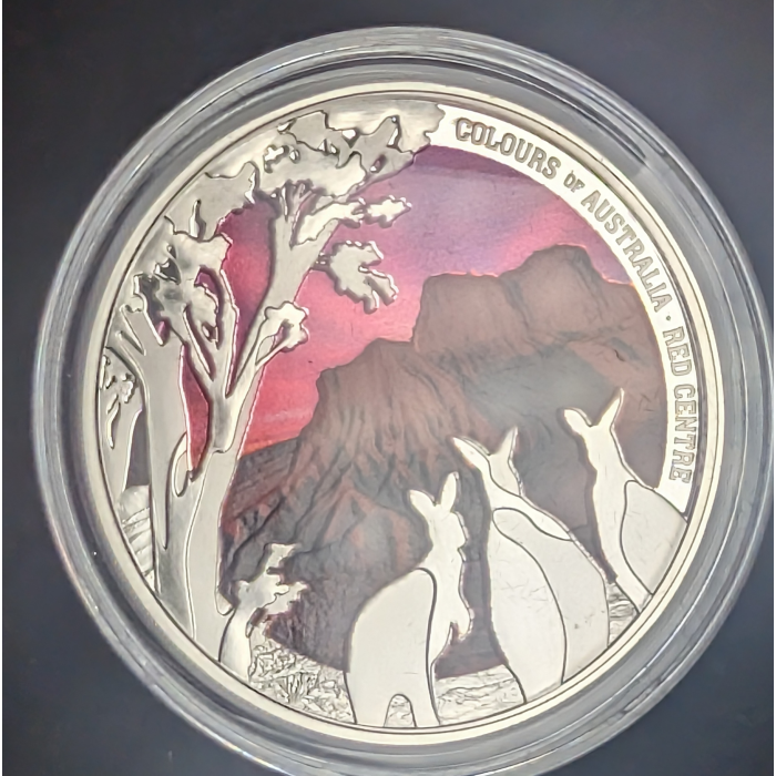 2024 $1 Colours of Australia  Red Centre 1oz Coloured Silver Proof Coin