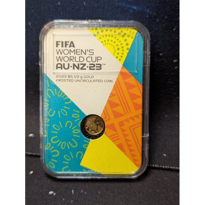 2023 $5 Frosted Gold coin FIFA Women's world cup 0.5G .9999