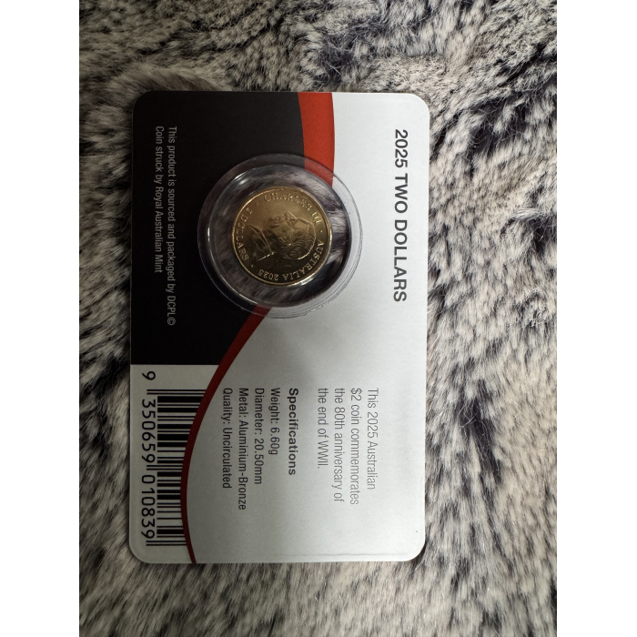 2025 80th Anniversary Poppy wreath end of WW2 $2 Uncirculated coin 