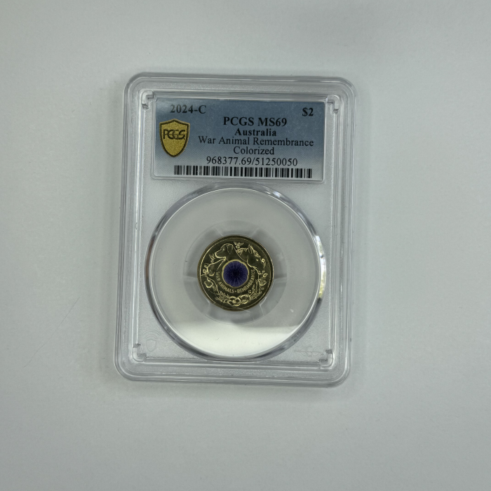 2024 $2 WAR ANIMALS REMEMBRANCE PURPLE POPPY C MINTMARK PCGS MS69