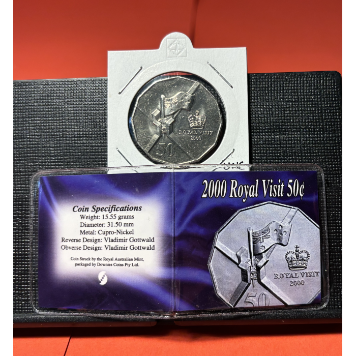2000 50c ROYAL VISIT Uncirculated with Collectable Sherwood Flip