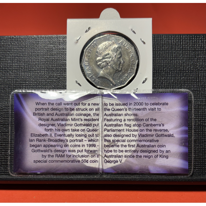 2000 50c ROYAL VISIT Uncirculated with Collectable Sherwood Flip