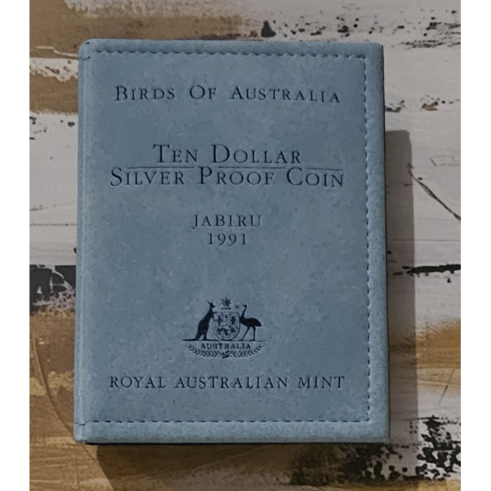 1991-BIRDS OF AUSTRALIA-JABIRU- PROOF $10 SILVER COIN