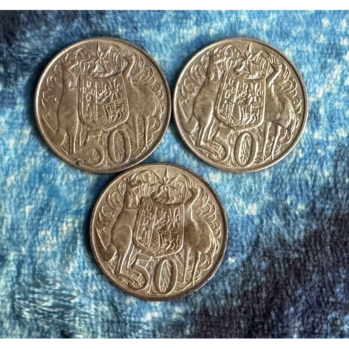 3 x 1966 50c round 80% silver coins circulated
