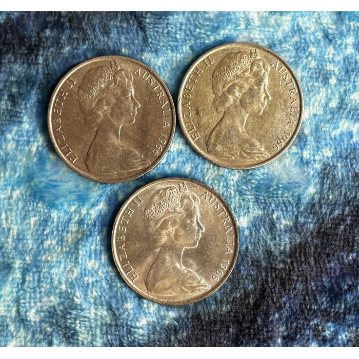 3 x 1966 50c round 80% silver coins circulated