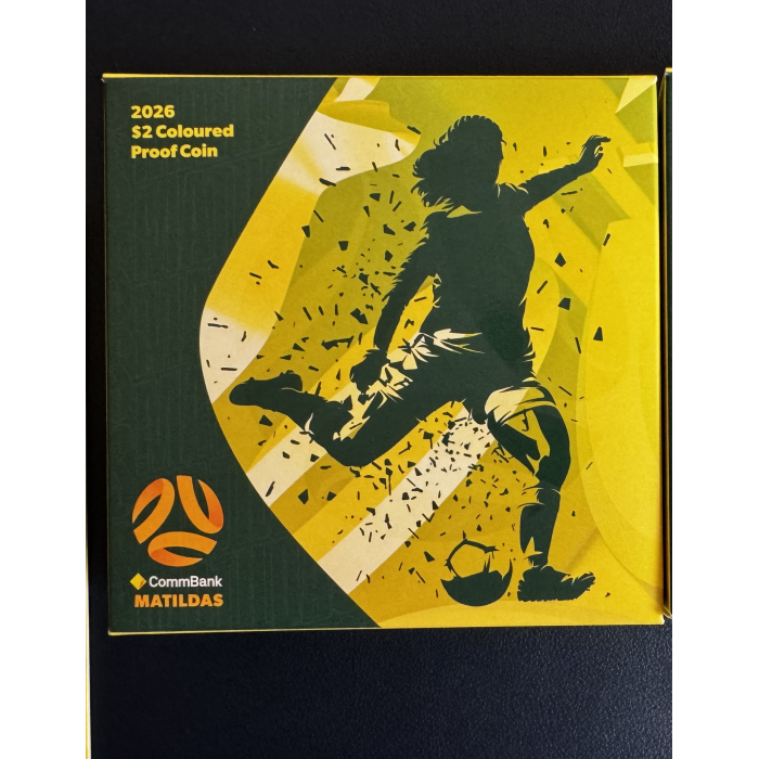  2026 $2 Matilda’s Soccer Proof coin and $2 on RAM card