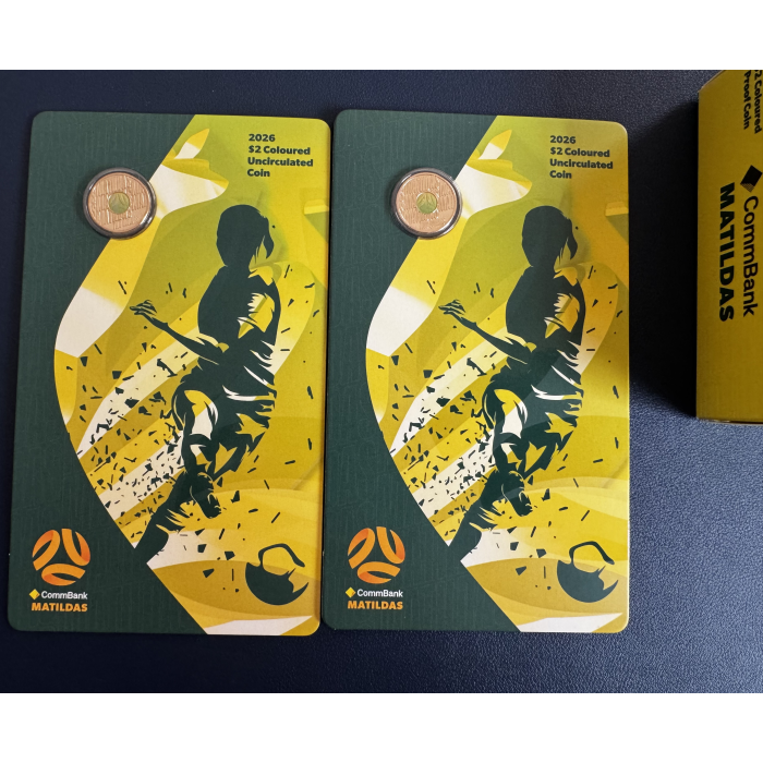 2026 $2 Matilda’s Soccer Proof coin and $2 on RAM card
