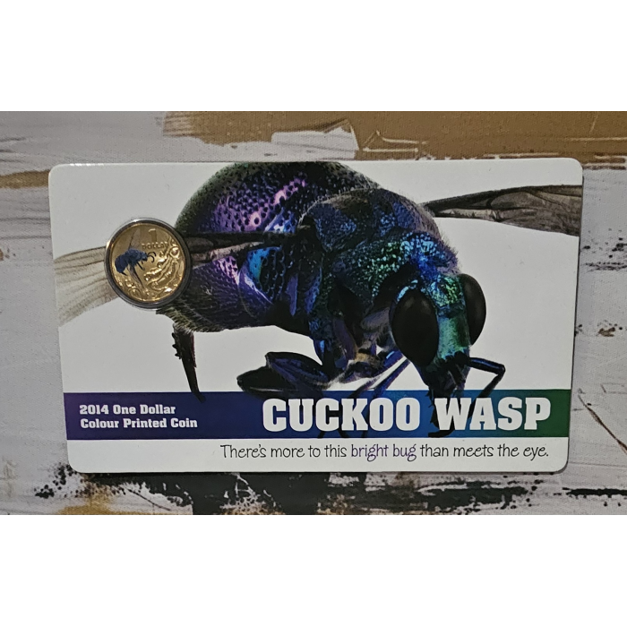 2014 Bright Bugs Frosted Uncirculated $1 Coloured Cuckoo Wasp
