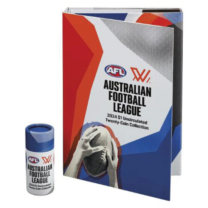 2024 Australian Football League – 20x UNC $1 Coin Folder & Coin Tube - Unopene