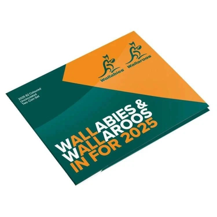 Wallabies Wallaroos 2 Coin Card Set Rugby $2 Two Dollar Wallabys Australia - UNC