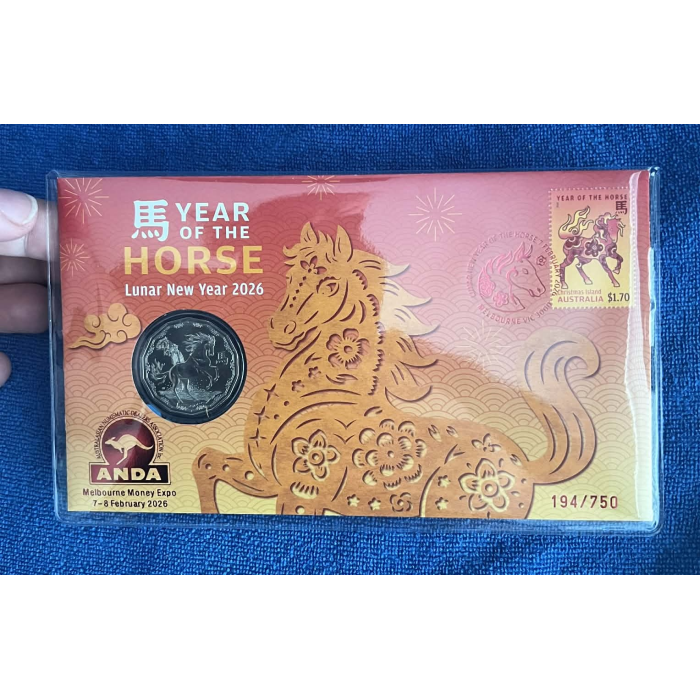 2026 ANDA Melbourne Year of Horse 50c PNC #194 of only 750 released.